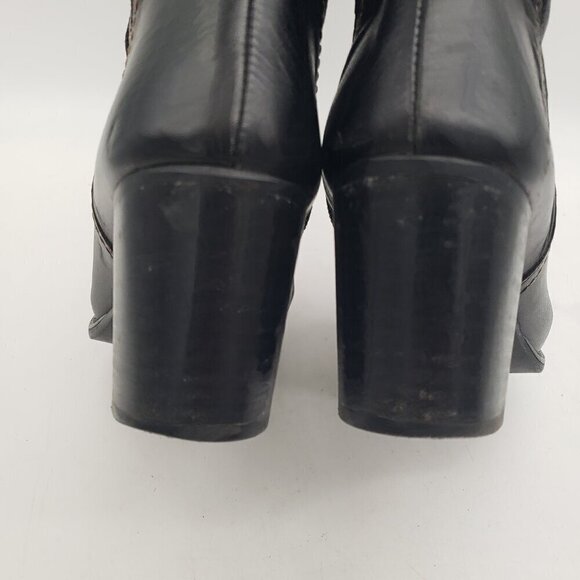 Black Leather Boots Heels Made in Italy Womens size 38 or US 7.5 - Picture 6 of 14